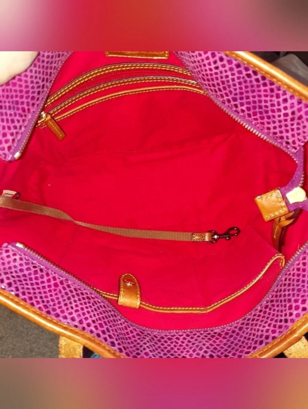 Dooney & Bourke CHARLESTON Purple and Tan Tote Bag